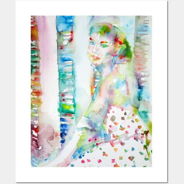 AUDREY HEPBURN watercolor portrait .9 Wall Art by lautir